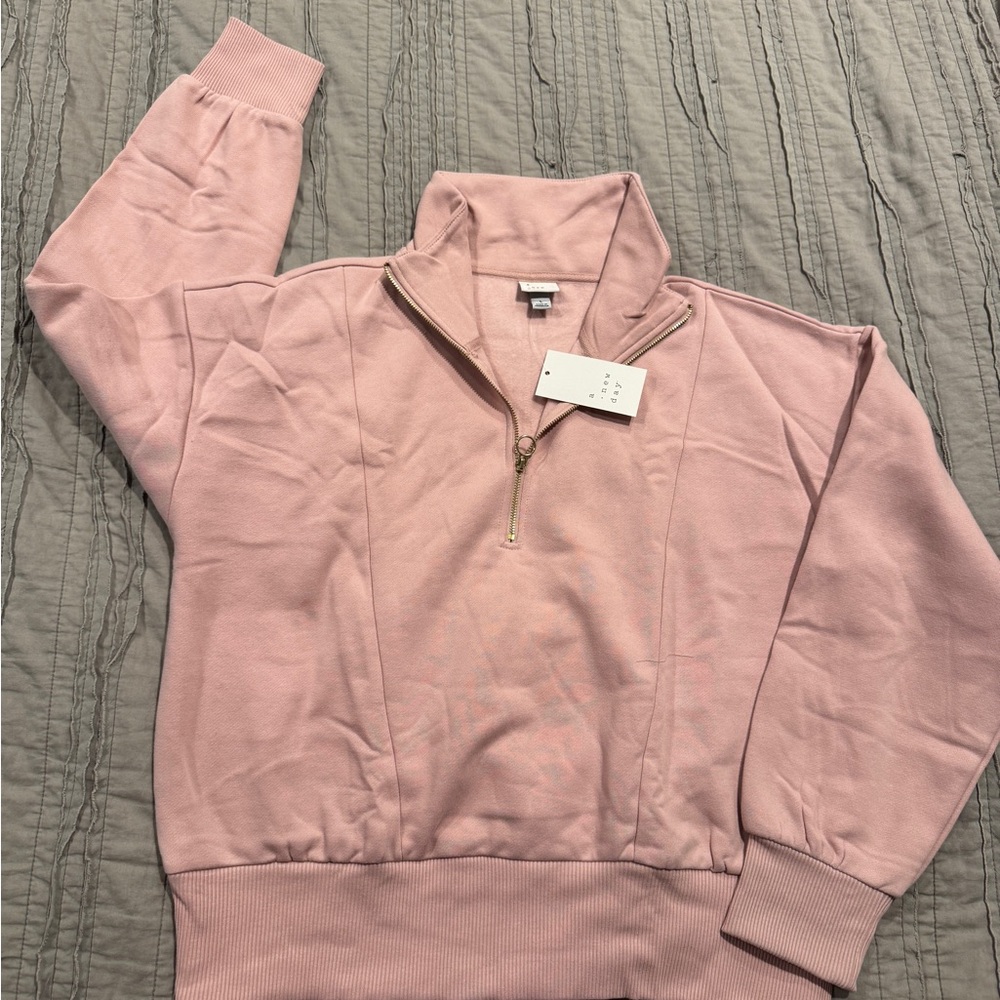 A New Day Pink Long Sleeve 1/4 Zip Sweatshirt - Picture 3 of 10